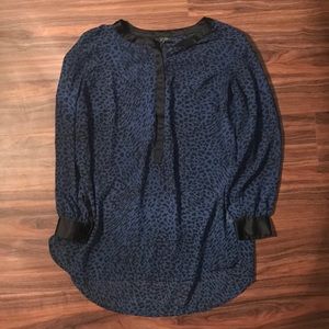 Blue Leopard Print Blouse